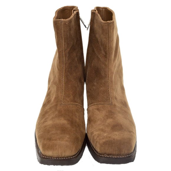 NEW $1270 Christian Dada Mens Corduroy Boots! JP 26 US 8.5  Brown  Square Toe - Picture 2 of 4